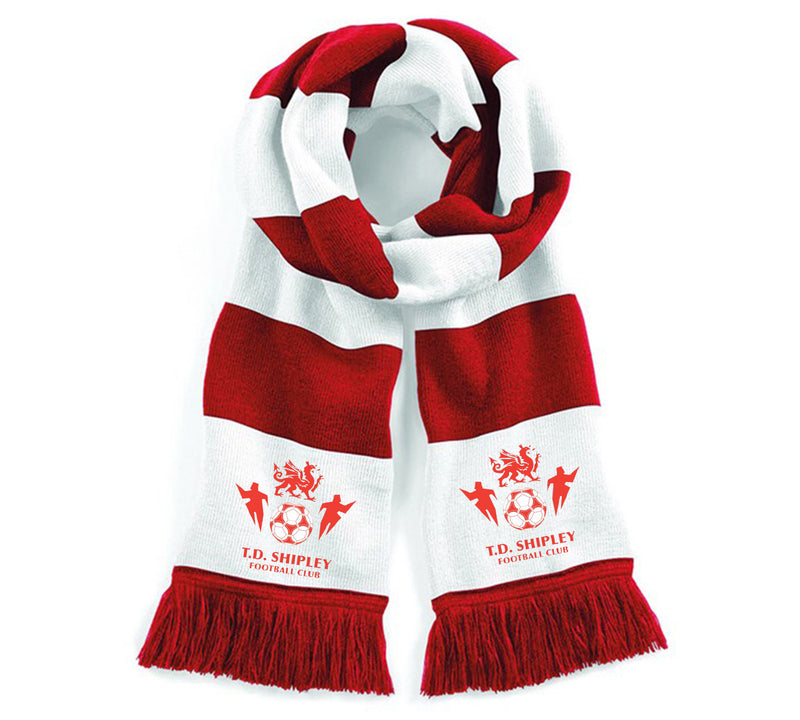 TD SHIPLEY FC Stadium Scarf Red and White