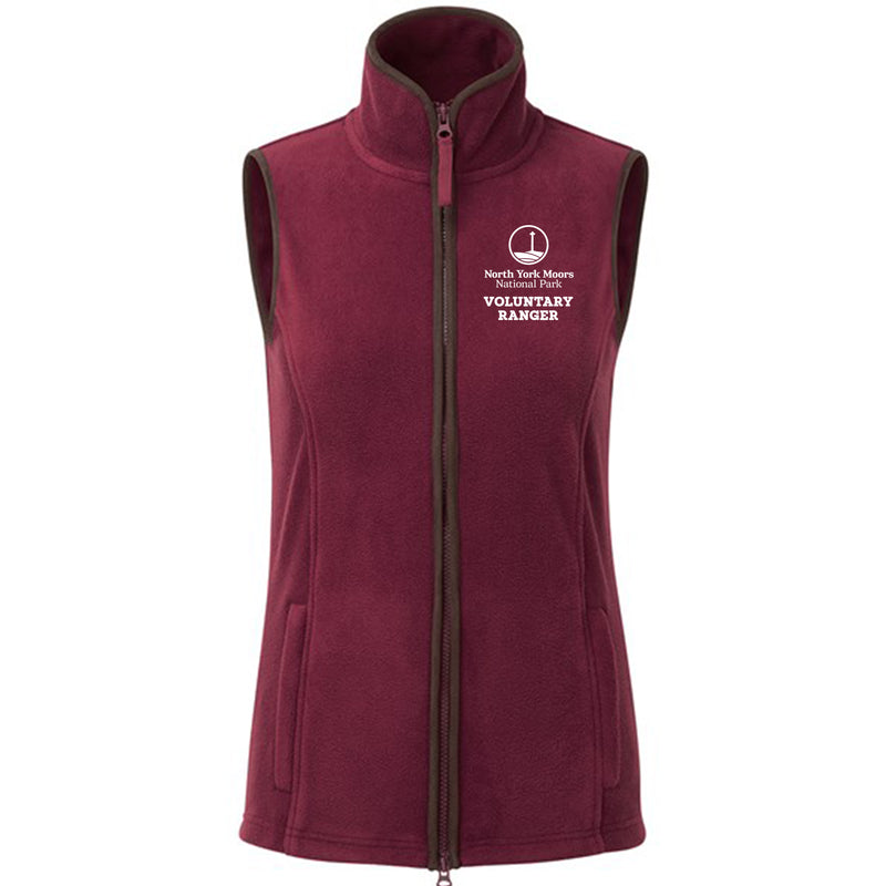 North York Moors National Park VOLUNTARY RANGER Burgundy Ladies Gilet PR804