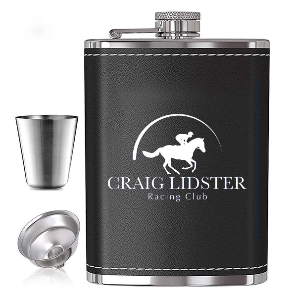 Craig Lidster Racing Club Leather Metal Hip Flask