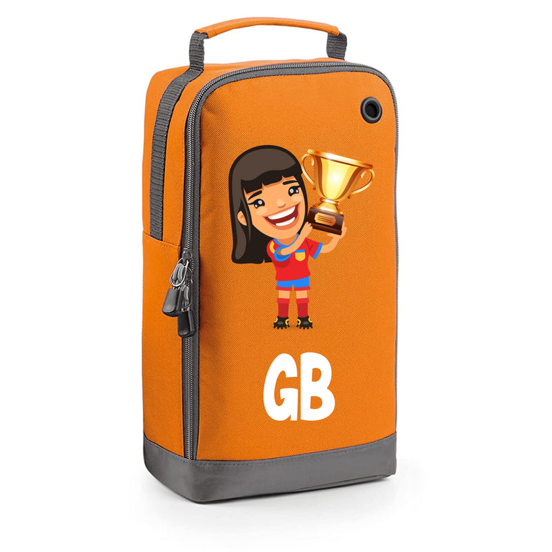 BG540 Personalised Girls Football Boot Bag Design 2 Orange