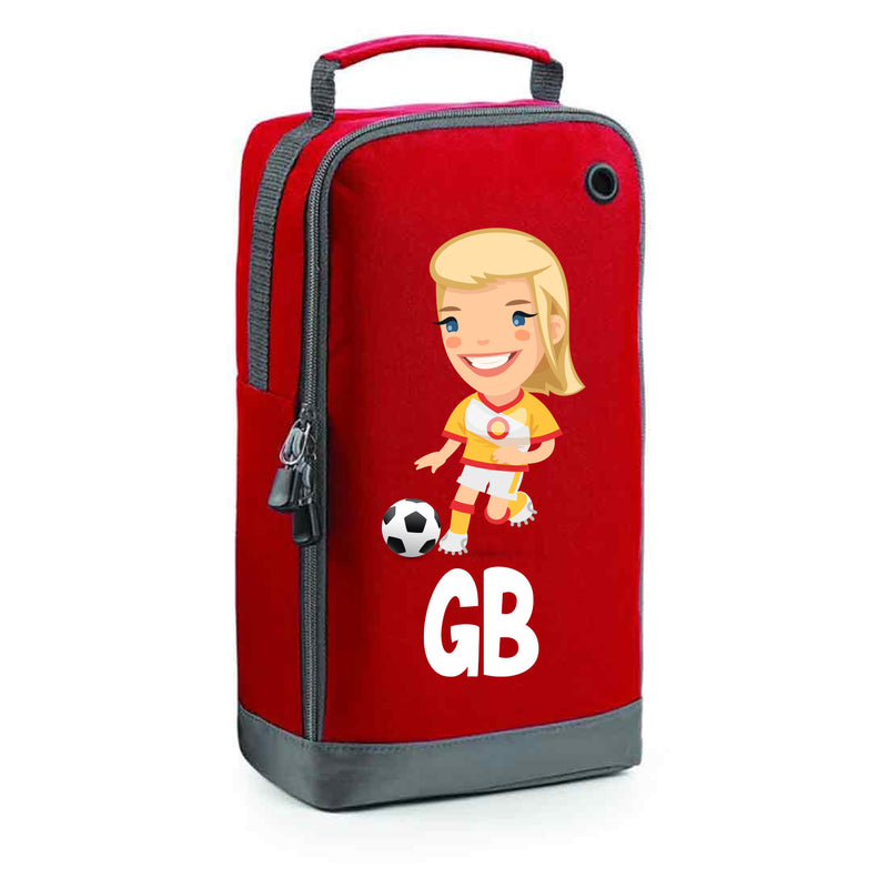 BG540 Personalised Girls Football Boot Bag Design 4 Red