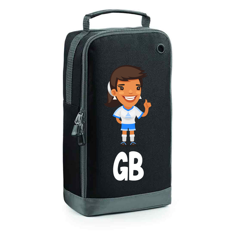 BG540 Personalised Girls Football Boot Bag Design 6 Black
