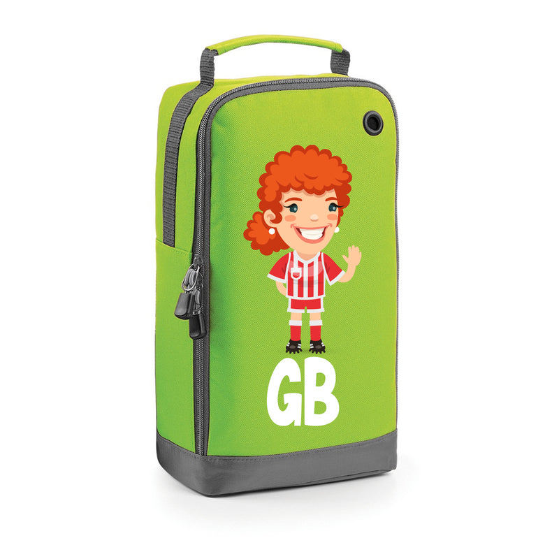 BG540 Personalised Girls Football Boot Bag Design 8 Green