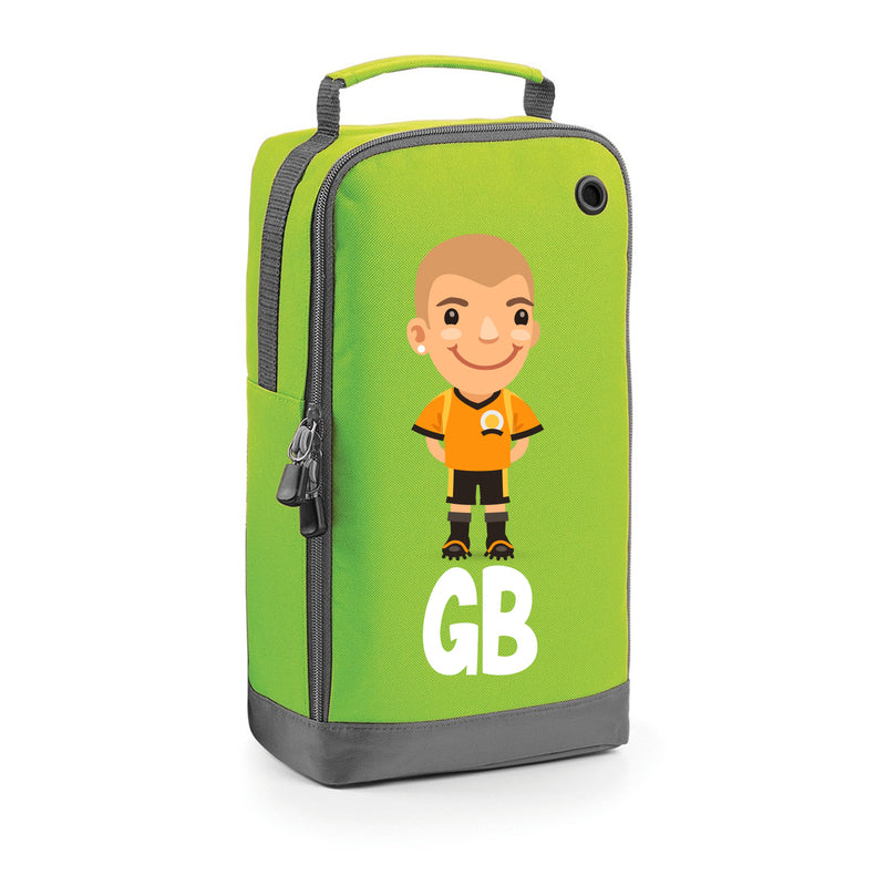 BG540 Personalised Boys Football Boot Bag Design 1 Green