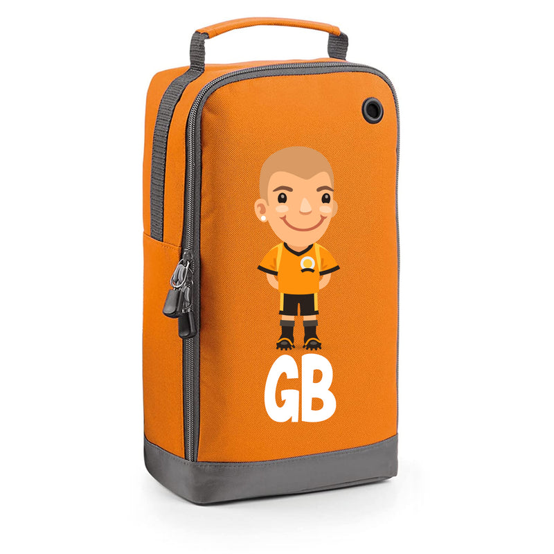 BG540 Personalised Boys Football Boot Bag Design 1 Orange