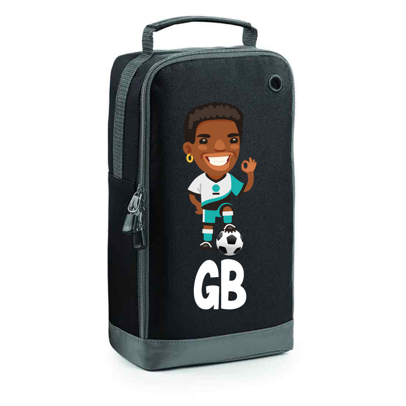 BG540 Personalised Boys Football Boot Bag Design 3 Black