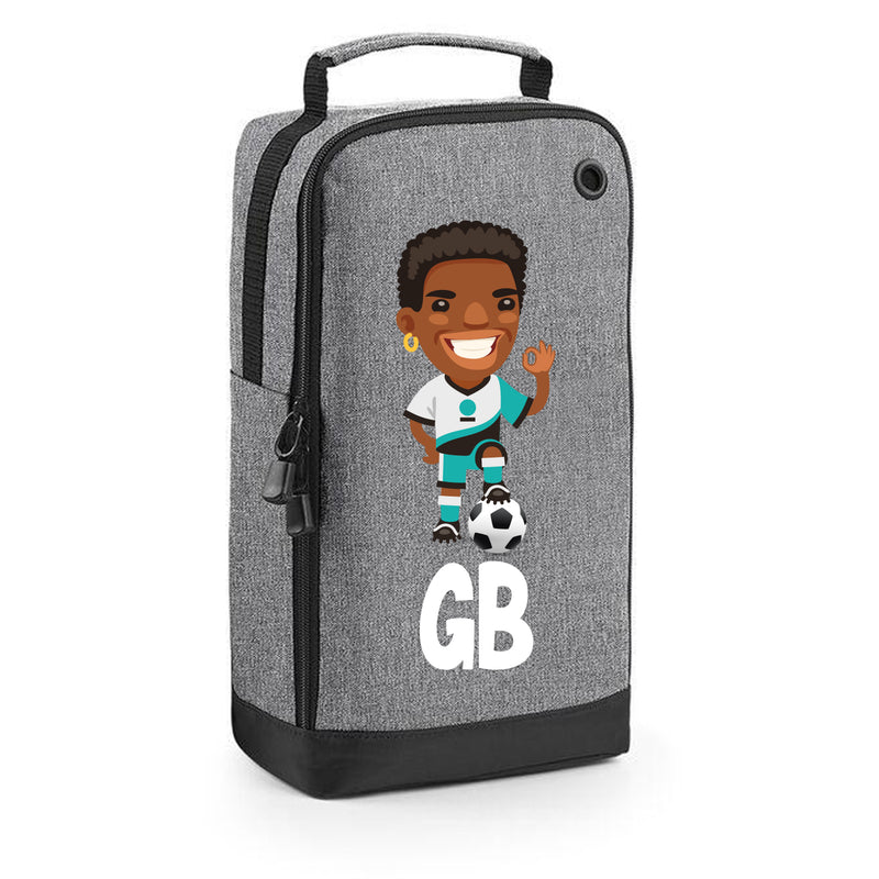 BG540 Personalised Boys Football Boot Bag Design 3 Grey