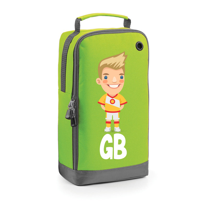 BG540 Personalised Boys Football Boot Bag Design 4 Green