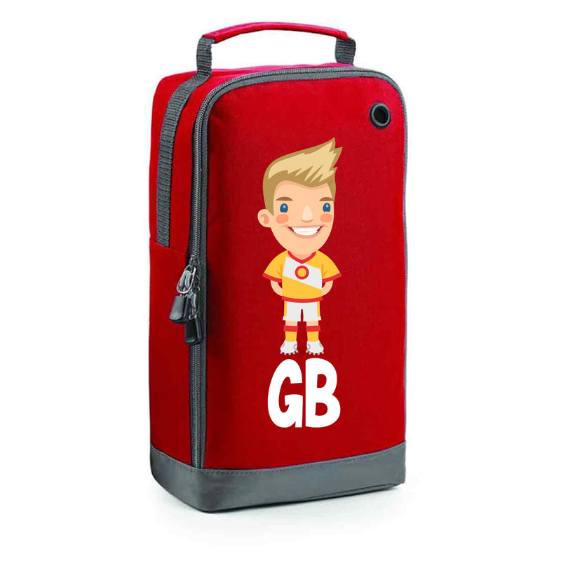 BG540 Personalised Boys Football Boot Bag Design 4 Red