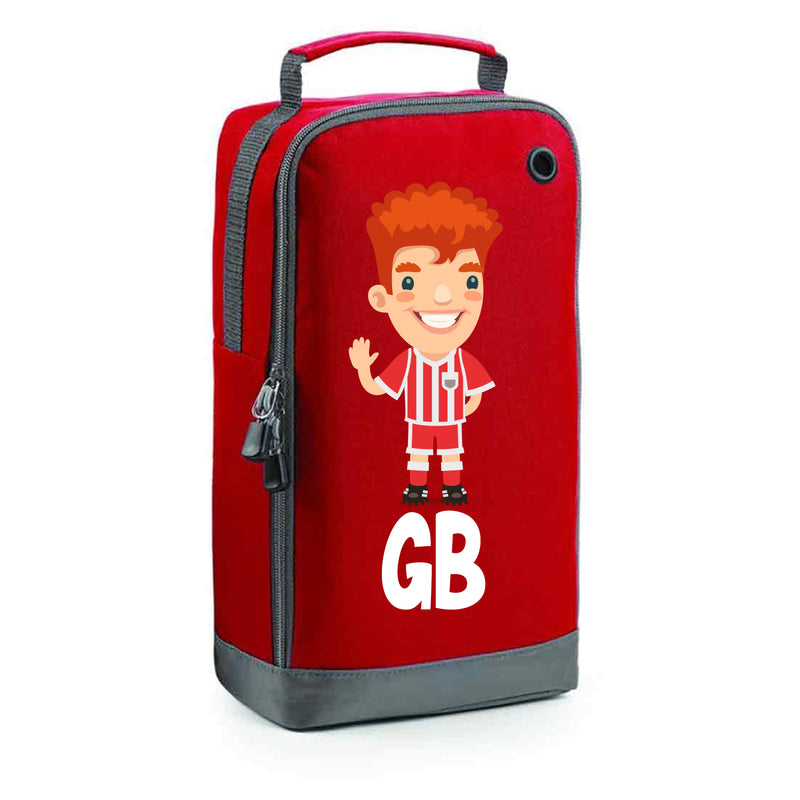 BG540 Personalised Boys Football Boot Bag Design 8 Red